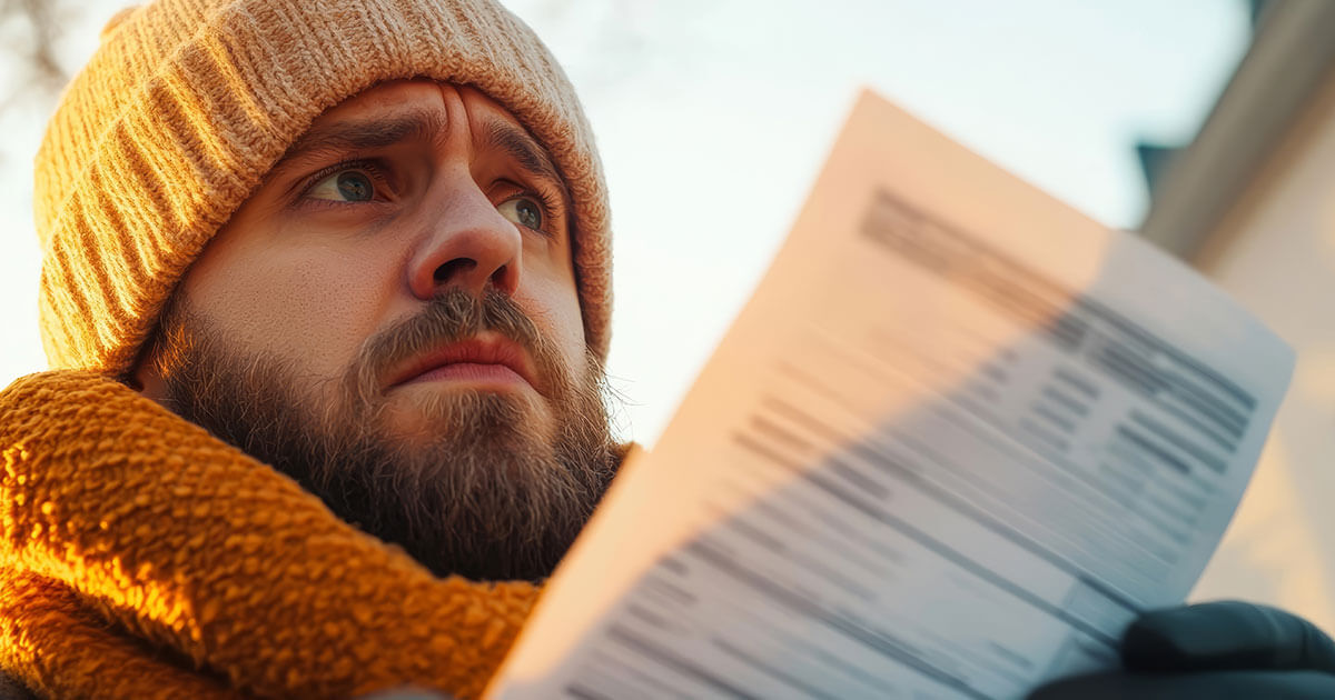 Neglecting Your HVAC - cold man looking at a bill - Greer's Heating & Air